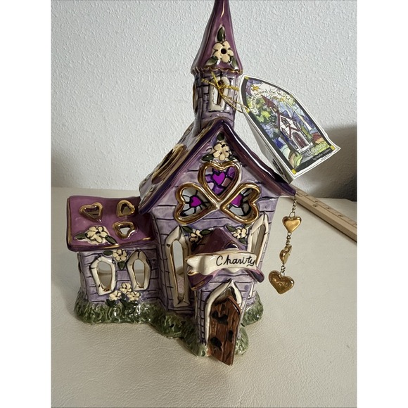 Blue Sky Other - NEW Blue Sky Clayworks 2004 Charity Tealight Holder Church READ DESCRIPTION
